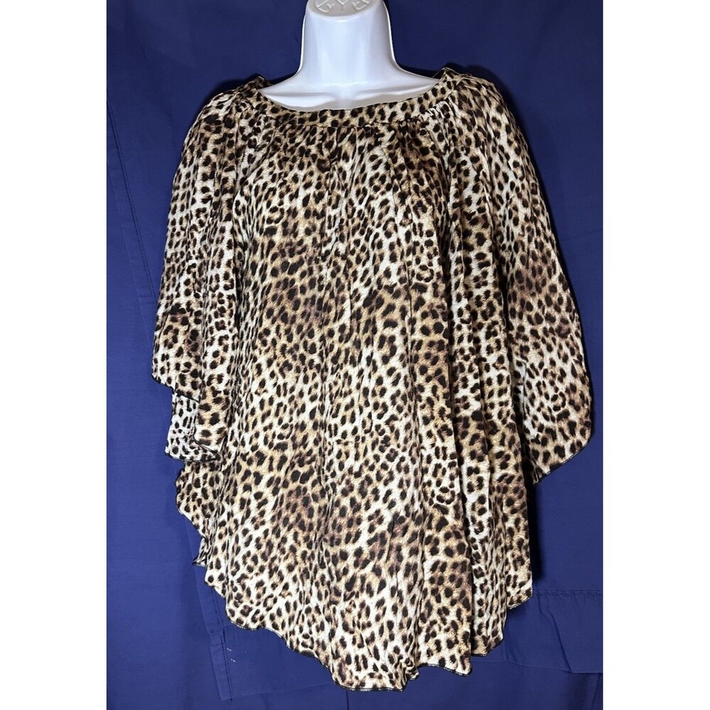 Cato Woman Leopard Print Poncho Blouse - Size 14/16W (Plus Size)